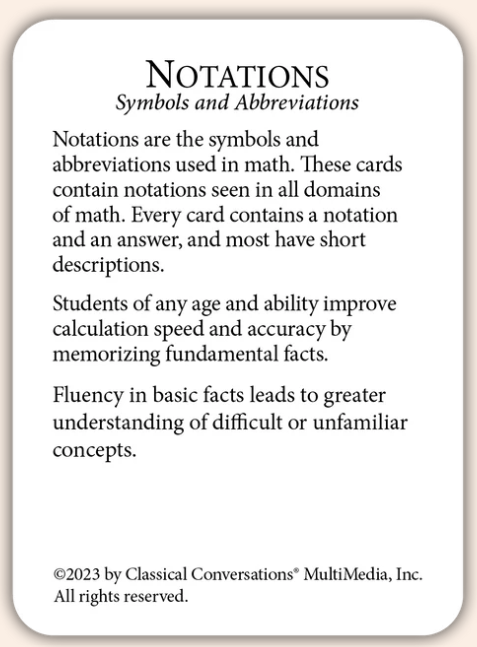 Notations: Symbols and Abbreviations (Math Flashcards)