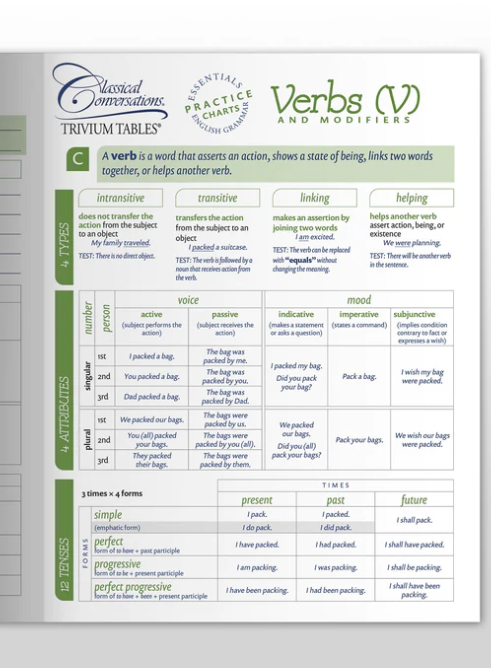 TRIVIUM TABLES®: ESSENTIALS VERBS
