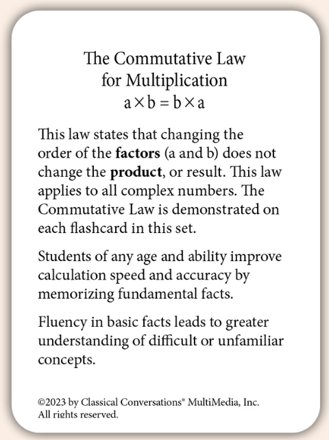 Addition: The Commutative Law (Math Flashcards) – Classical ...