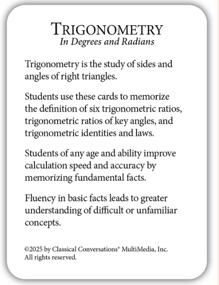 Trigonometry: In Degrees and Radians Flashcards